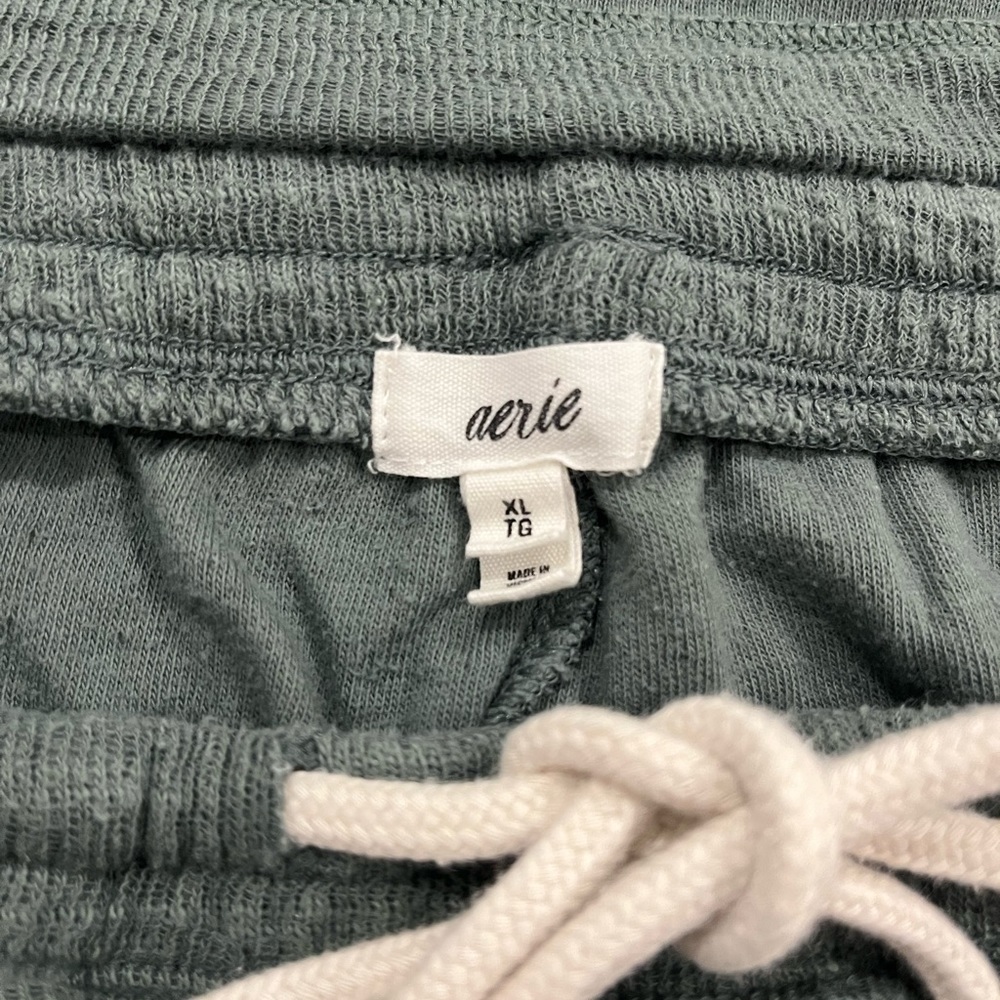 aerie Olive Green Cropped Henley Top & Drawstring Shorts Set - Picture 2 of 7